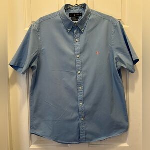 Ralph Lauren Light Blue Button-Down Shirt with Pink Logo | Size L